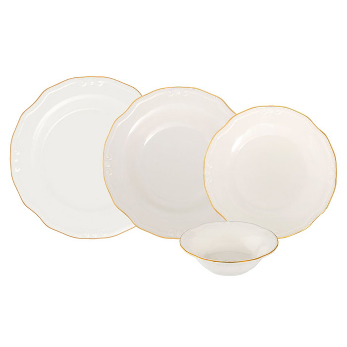 Hermia Altın Yaldız Tiffany 24 Ytkm Juego de cena de porcelana de 24 piezas Hermia Altın Yaldız Tiffany 24 Ytkm Juego de cena de porcelana de 24 piezas